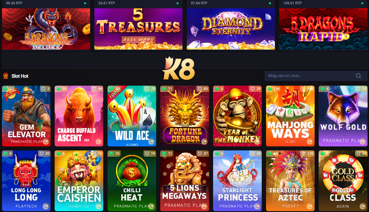 Vô vàn trò chơi slots với jackpot khủng